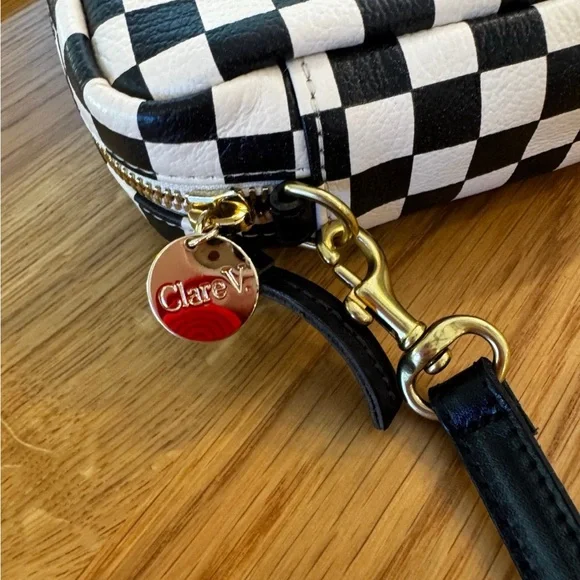 Clare V Checkered Black and White midi sac Crossbody Bag - Picture 4 of 10
